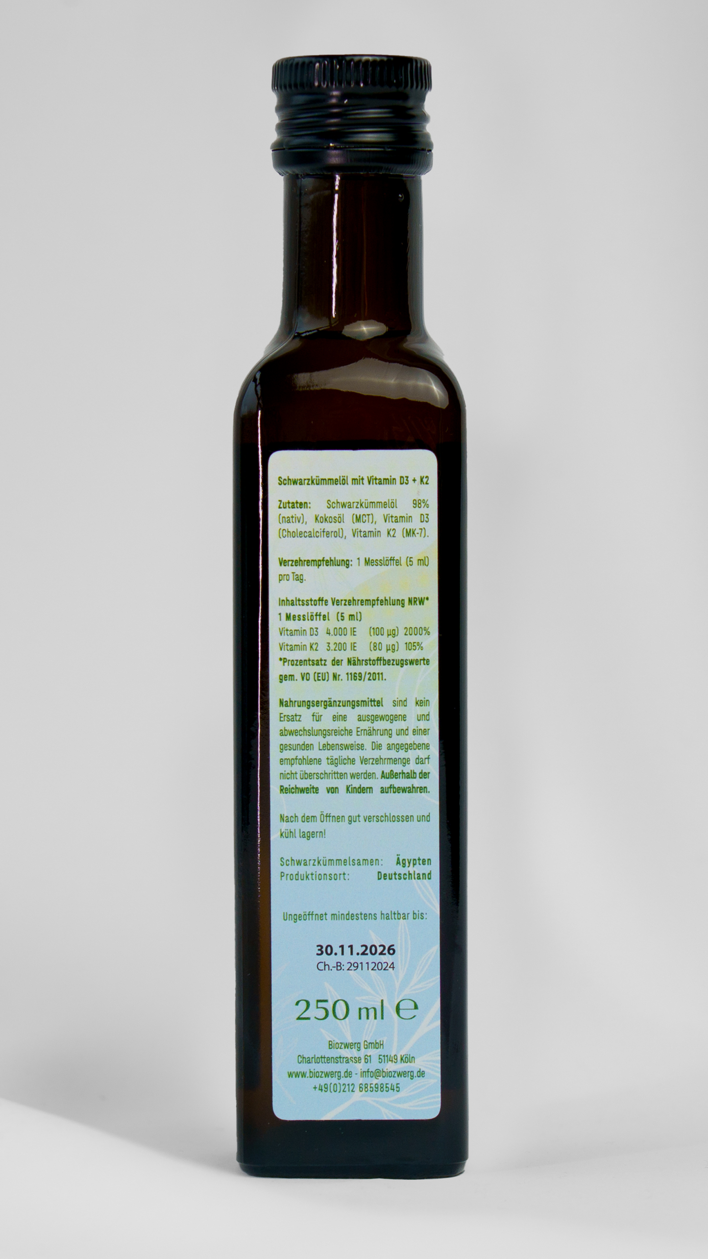 Schwarzkümmelöl Vitamin D3 & K2 (neu & einzigartig)