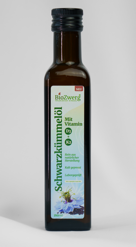 Schwarzkümmelöl Vitamin D3 & K2 (neu & einzigartig)